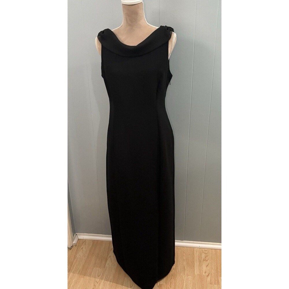 Robbie Bee Formal Dress Vintage 90s Black Maxi Ballgown Rhinestones Size 12 Y2K